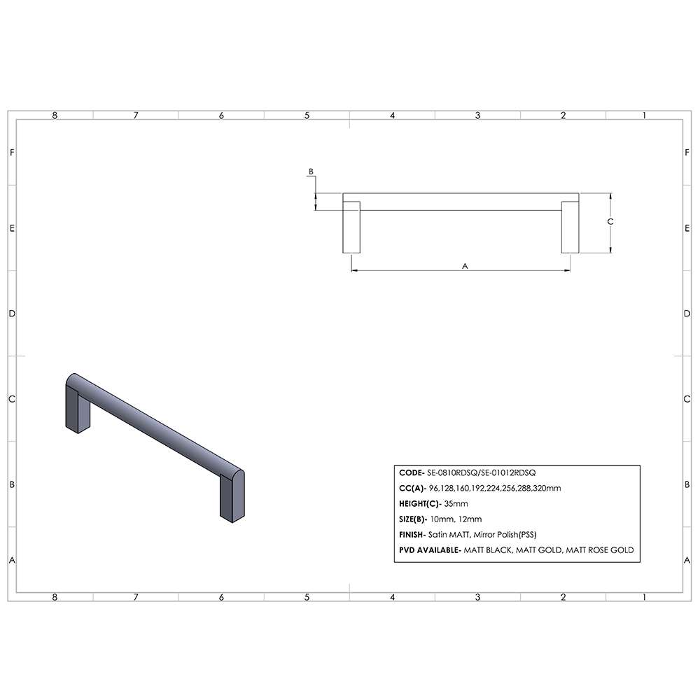 10 RDSQ - 12 RDSQ Pull Handle